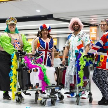 Eurovision fans in national costumes for song contest