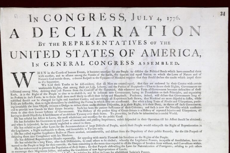 Rare Copy Of The US Declaration Of Independence To Be Displayed In London