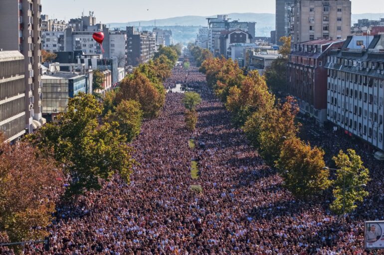 Serbia Marks Anniversary Of Fatal Train Station Disaster With Large Rally