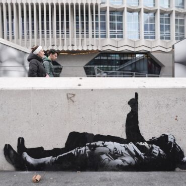 Artwork Thought To Be By Banksy Appears At Foot Of London Skyscraper
