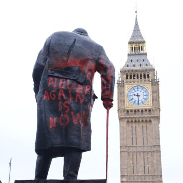 Winston Churchill Statue Daubed With Graffiti Calling Him Zionist War Criminal